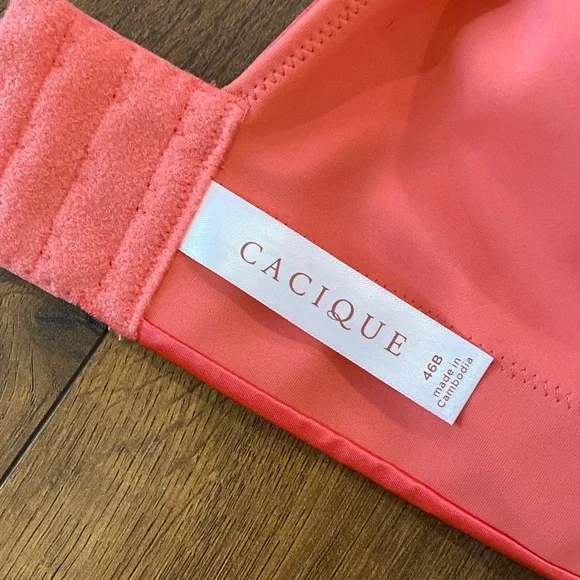Cacique No-Wire Lightly Lined Full-Coverage Bra 46B Coral (NWT) - Picture 7 of 8